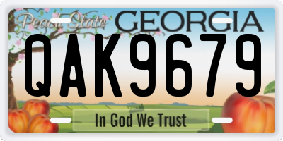 GA license plate QAK9679