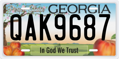 GA license plate QAK9687