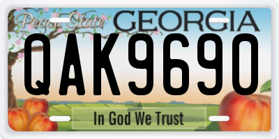 GA license plate QAK9690