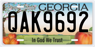 GA license plate QAK9692
