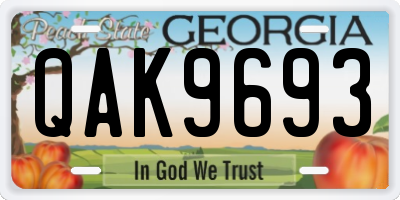GA license plate QAK9693