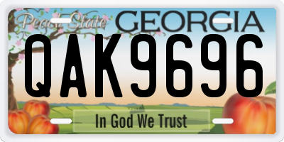 GA license plate QAK9696