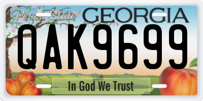 GA license plate QAK9699