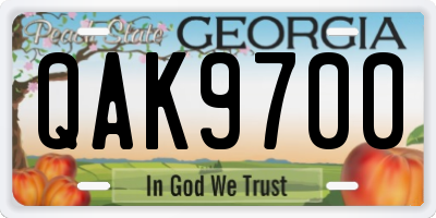 GA license plate QAK9700
