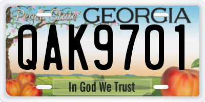 GA license plate QAK9701