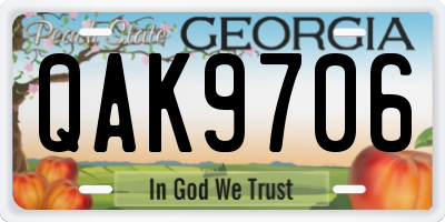 GA license plate QAK9706