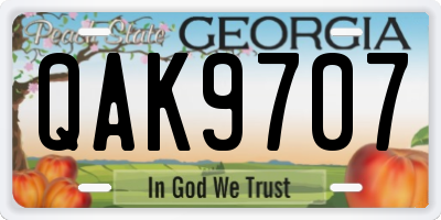 GA license plate QAK9707