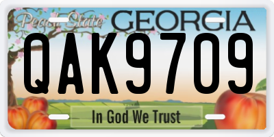 GA license plate QAK9709