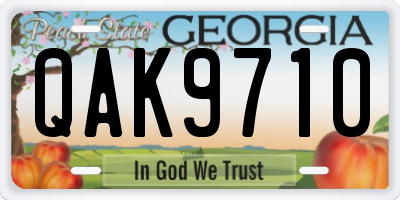GA license plate QAK9710