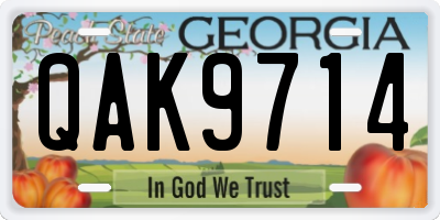 GA license plate QAK9714