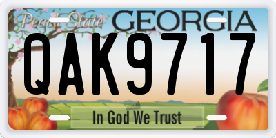GA license plate QAK9717