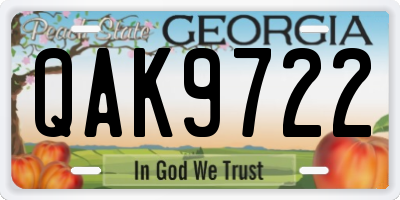 GA license plate QAK9722