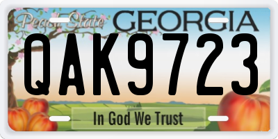 GA license plate QAK9723