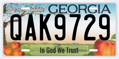 GA license plate QAK9729