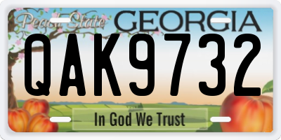 GA license plate QAK9732