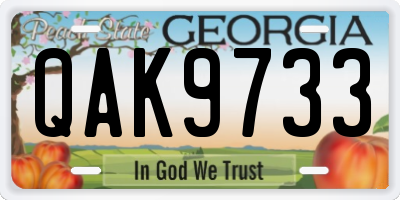 GA license plate QAK9733