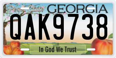 GA license plate QAK9738