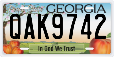 GA license plate QAK9742