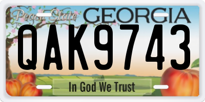 GA license plate QAK9743