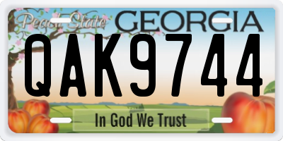 GA license plate QAK9744