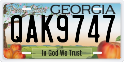GA license plate QAK9747