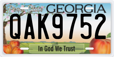 GA license plate QAK9752