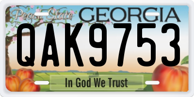 GA license plate QAK9753