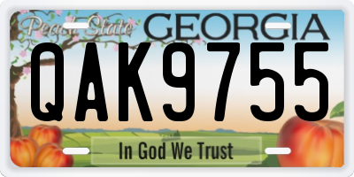 GA license plate QAK9755