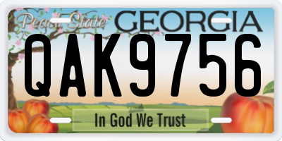 GA license plate QAK9756