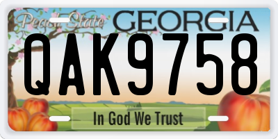 GA license plate QAK9758