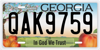 GA license plate QAK9759