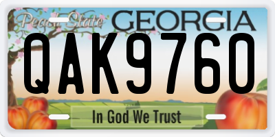 GA license plate QAK9760