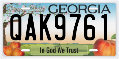 GA license plate QAK9761