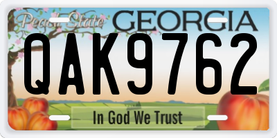 GA license plate QAK9762