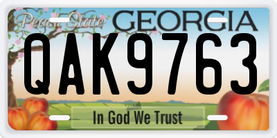 GA license plate QAK9763