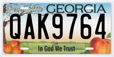 GA license plate QAK9764