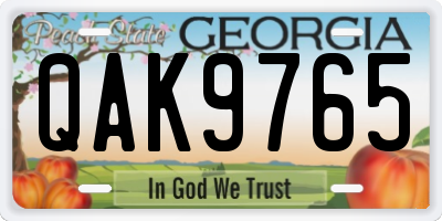 GA license plate QAK9765