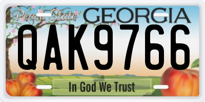 GA license plate QAK9766
