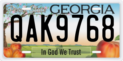 GA license plate QAK9768