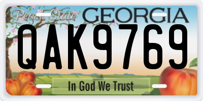 GA license plate QAK9769