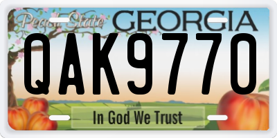 GA license plate QAK9770