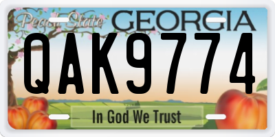 GA license plate QAK9774