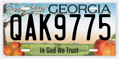 GA license plate QAK9775