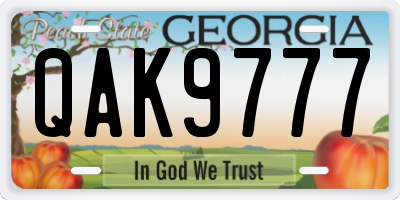 GA license plate QAK9777