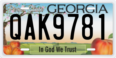 GA license plate QAK9781