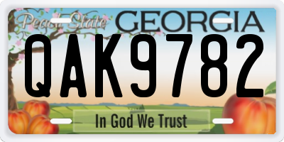 GA license plate QAK9782