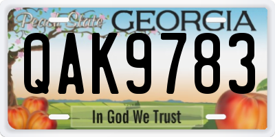 GA license plate QAK9783