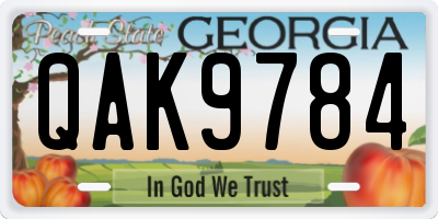 GA license plate QAK9784