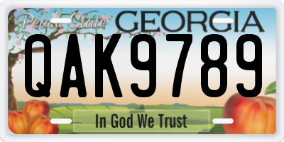 GA license plate QAK9789