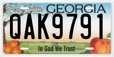 GA license plate QAK9791